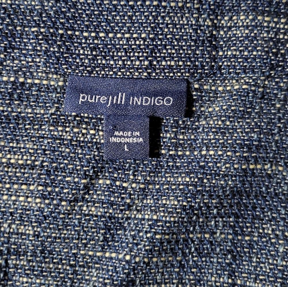 Pure Jill Indigo J.jill Tweed Knit Textured Button Up Blazer Sweater - Picture 4 of 9